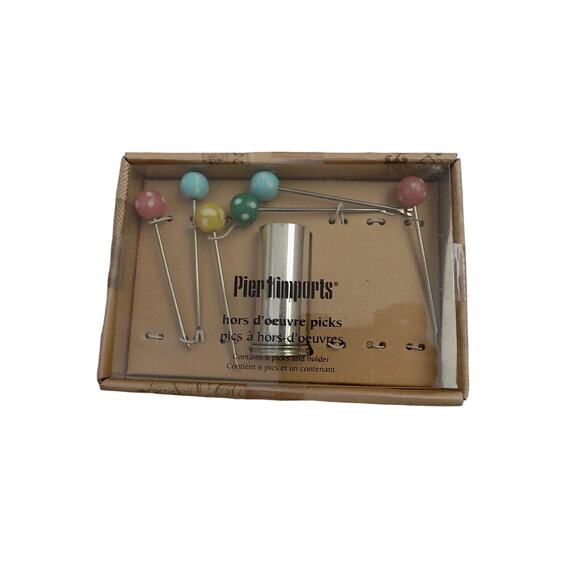 Lot of Pier 1 serving utensils canape set hors d'oeuvre picks NEW and SEALED - Picture 4 of 7